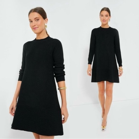 Pomander Place Women's Black Ainsley Ribbed Knit Sweater Dress XL - Picture 1 of 8